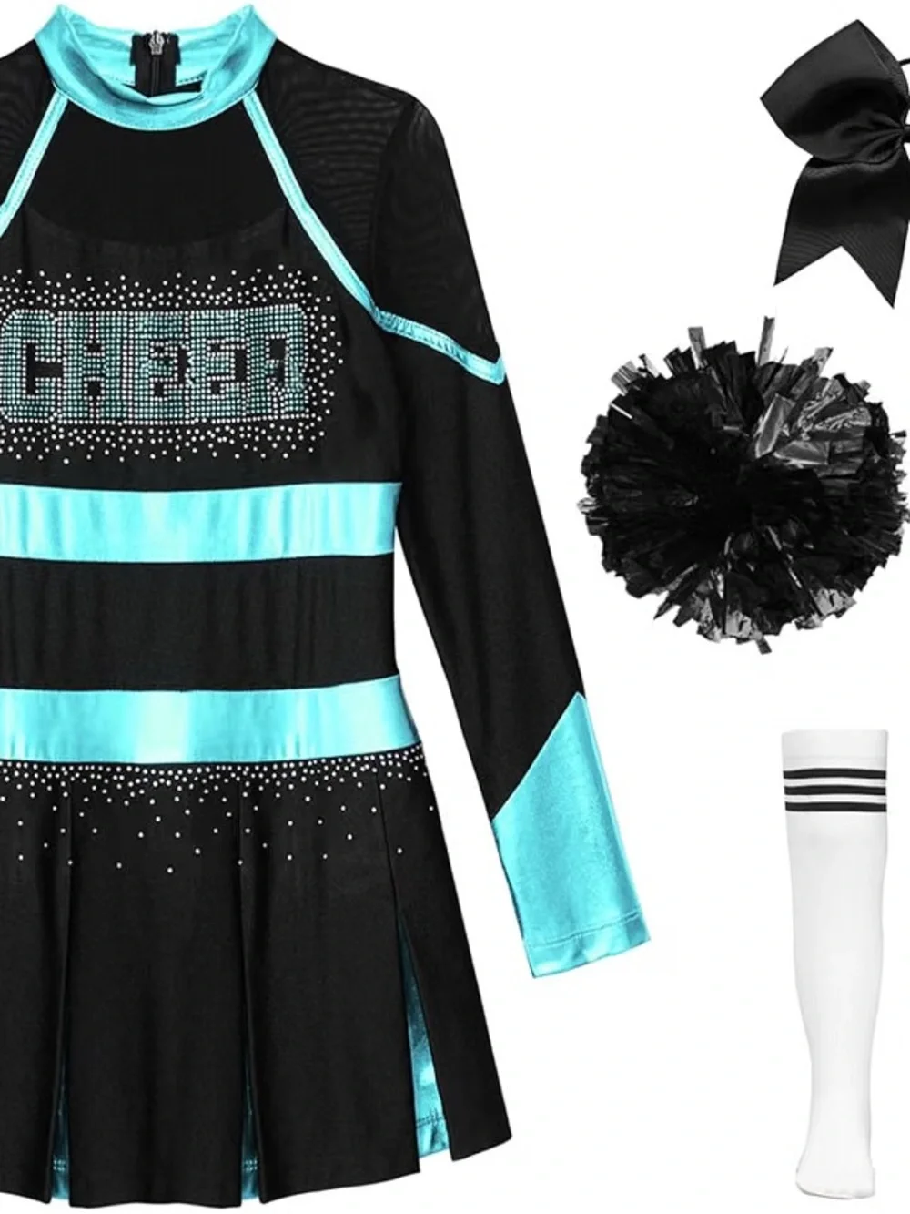 New  Kids Girls Cheer Leader Costume Halloween Cheerleading Long Sleeve